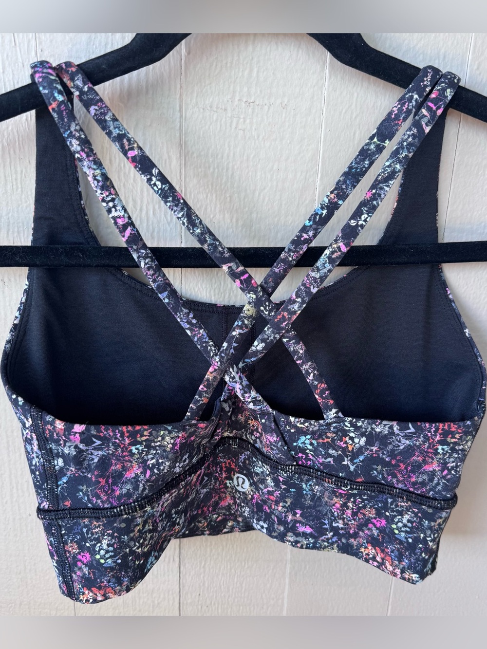 Lululemon Energy Long‎ Line Bra Size 6 Floral Multi Strappy Back Sports Bra - Picture 2 of 8